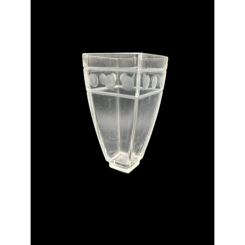 Brighton Lacie Daisy Clear Etched Glass Vase Art Deco Modern Style 6" x 3"